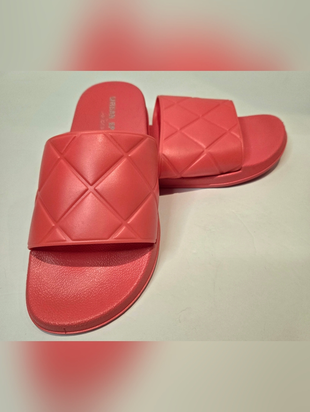 Urban Sport Quilted Coral Slide Sandals - NEW